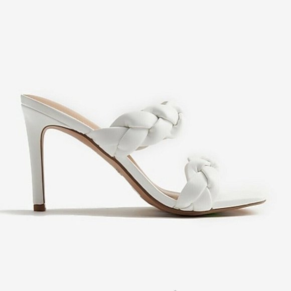Express Shoes - Express White Braided Double Band Heeled Sandals 8